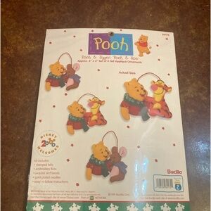 Vintage Bucilla Pooh Felt Appliqué Ornaments New Sealed Christmas Disney